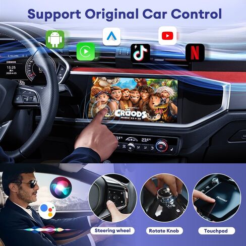 Carlinkit CP2A Pro Wireless CarPlay Adapter- Supports for Netflix/YouTube/TikTok Lite Streaming for Factory Wired CarPlay Cars, Wireless Android Auto & Car Play Dongle, USB-A/C, Online Upgrade in Saudi Arabia