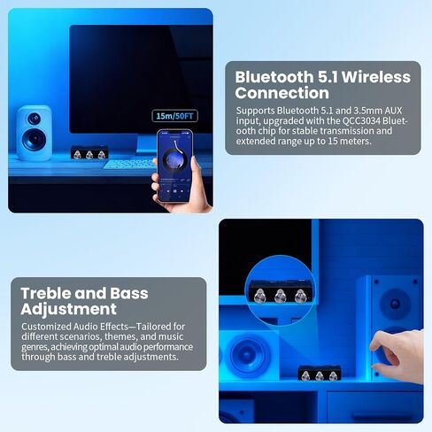 ZK-1002Q 2.0 Channel Bluetooth 5.1 Amplifier Board 200W Hi-Fi Mini Amp Supporting Qualcomm APTX-HD, AUX Lossless Input, with Treble and Bass, Mic Input DC 12-24V for DIY Speaker (ZK-1002T Upgraded) in Saudi Arabia