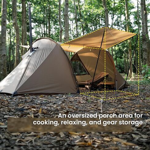 OneTigris Raven NEST Hot Tent with Stove Jack, Spacious Waterproof 2 Person Tunnel Tent for Camping, Hiking, Backpacking, Bushcraft in Saudi Arabia