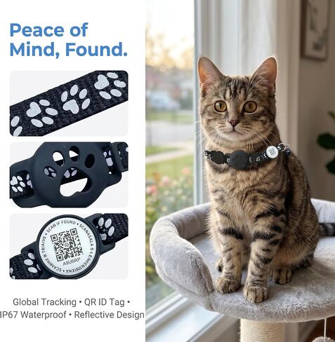 Cat Tracker with QR Code GPS Collar for Cats Electronic Pet Locator Waterproof Compatible with Apple Find My No Monthly Fee Ideal for Small to Large Cats Advanced Tracking Solution Smart Collar in Saudi Arabia