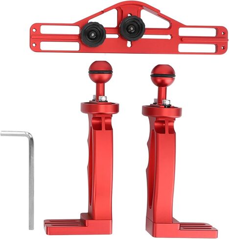 Dual Handheld Diving Flashlight Bracket for Underwater Photography Red Aluminum Alloy 1 Set (Black) in Saudi Arabia