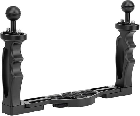 Dual Handheld Diving Flashlight Bracket for Underwater Photography Red Aluminum Alloy 1 Set (Black) in Saudi Arabia