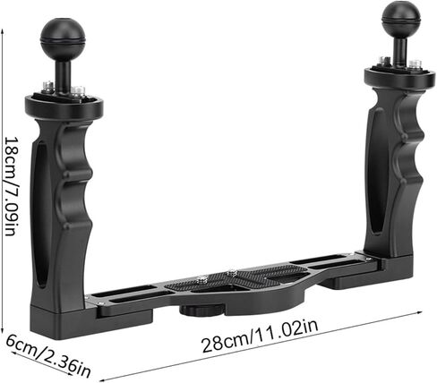 Dual Handheld Diving Flashlight Bracket for Underwater Photography Red Aluminum Alloy 1 Set (Black) in Saudi Arabia