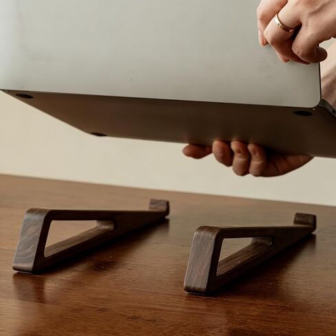 2 Piece Ergonomic Bamboo Laptop Stand, Portable Foldable Desk for Books, Tablets, Laptops, Adjustable Reading and Working Desk for Home Office in Saudi Arabia