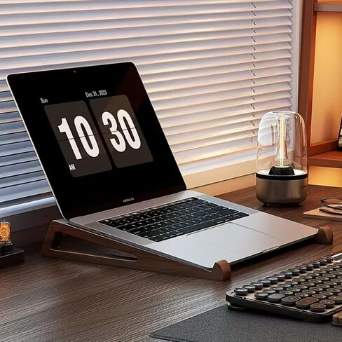 2 Piece Ergonomic Bamboo Laptop Stand, Portable Foldable Desk for Books, Tablets, Laptops, Adjustable Reading and Working Desk for Home Office in Saudi Arabia