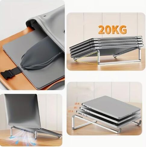 Foldable Portable Laptop Stand with Non-Slip Design & Ventilation, Ergonomic Holder Compatible with MacBook, Notebook, ASUS, Acer, 10-17 Inch Laptops, for Office, Home, Travel, Professionals in Saudi Arabia