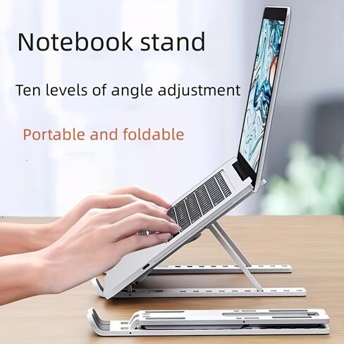 Foldable Laptop Stand Holder Portable Notebook Plastics Support Base Adjustable Riser Cooling Bracket Laptop Accessories in Saudi Arabia
