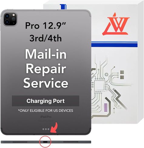 LW Mail-in Repair Service with Charging Port Replacement for iPad Pro 12.9-inch 3rd/4th USB Charging Port Full Assembly Flex Cable Replacement (Pro-Repair Service, Not Parts) in Saudi Arabia
