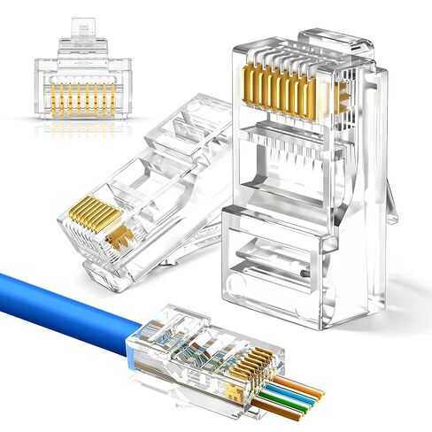 | موصلات RJ45 شديدة التحمل | كات6 | المرور | 100 عبوة | طلاء ذهبي سميك 30 درجة | اتصالات دقيقة من نوع 3 نقاط in Kuwait