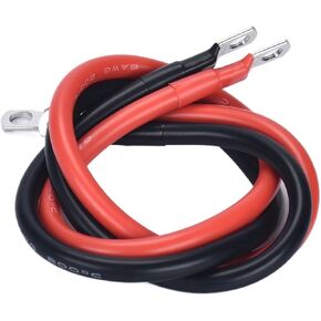مجموعة كابل بطارية سيليكون ناعمة سميكة للغاية 70 مم 2 95 مم 2 50 مم 2 10AWG 0AWG 00AWG 000AWG سلك توصيل نحاسي مطلي بالقصدير (أحمر وأسود، 4 AWG - 25 مم 2، طول M8-30 سم) in Kuwait