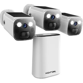 Night Owl Wi-Fi Hub with 64GB MicroSD Card and 3 Solar Powered Wireless 2K Cameras in Kuwait