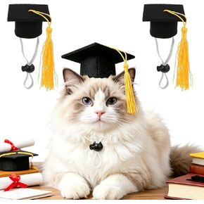 Soochat Mini Graduation Caps with Tassel Small Animal Bachelor Hat Graduation Photo Props Hat Holiday Costume Accessory 2 Pcs (Yellow) in Kuwait