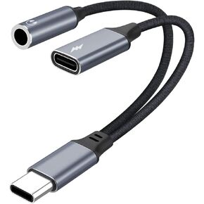 MOYAGOA USB C إلى 3.5 ملم محول سماعة رأس ومحول شاحن، 2 في 1 صوت وشحن سريع لهاتف iPhone يدعم صوت عالي الدقة بدون فقدان 17/16/15/Pro/Pro Max، iPad، in Kuwait