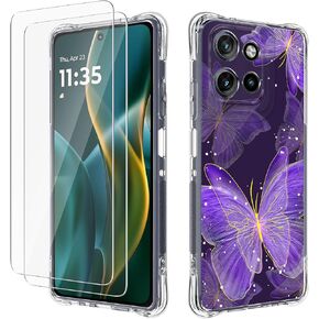 حافظة لهاتف Motorola Moto G 5G 2025/2026 + واقي شاشة، مادة TPU المرنة الرفيعة للفتيات والنساء غطاء ناعم ممتص للصدمات بزوايا معززة لهاتف Moto G Play 5G 2026 (أرجواني لافندر) in Kuwait