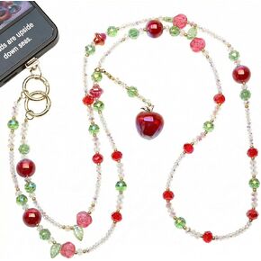 50-Inch Beaded Phone Lanyard for Women, Adjustable Crossbody Phone Strap with Detachable Fluffy Heart Charm, Anti-Tangle & Anti-Scratch Design for iPhone Samsung Smartphones in Kuwait