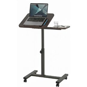 Displays By Jack Adjustable Height Rolling Laptop Desk with Tilting Top & Side Shelf – Mobile Sit Stand Computer Table on Wheels for Home Office, Classroom, Study Room in Saudi Arabia