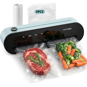 AIRMSEN 1-Step Vacuum Sealer للأغذية، 6 في 1 سدادة تفريغ أوتوماتيكية بالكامل، قاطع مدمج وتخزين الحقائب، لوحة لمس LED، أوضاع جافة ورطبة لحفظ الطعام، مجموعة أدوات للمبتدئين متضمنة in Kuwait