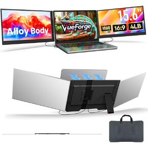 Laptop Screen Extender, 15.6" Ultra-Slim Triple Portable Monitor for Laptop, Two Cable USB-C/HDMI Plug-Play, Travel Dual Monitor for 13–17.3" Laptops, MacOS/Windows/Android in Saudi Arabia