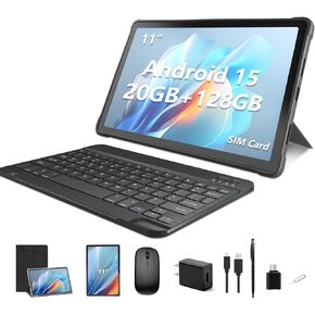 تابلت NOBKLE مقاس 11 بوصة يعمل بنظام Android 15 مع فتحة شريحة اتصال 4G LTE، وذاكرة وصول عشوائي 20 جيجابايت وتخزين 128 جيجابايت، ومعالج ثماني النواة، وشاشة IPS عالية الدقة، ومكبرات صوت رباعية، وواي فاي، وبلوتوث، وجهاز لوحي ببطارية طويلة للعمل والدراسة والس in Kuwait
