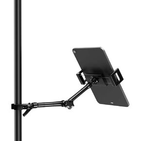 حامل iPad لحامل الميكروفون - حامل ميكروفون iPad يدور بزاوية 360 درجة مع ذراع من سبائك الألومنيوم بطول 10 بوصات، حامل للكمبيوتر اللوحي للبث المباشر عبر الملقن، قراءة الموسيقى، متوافق مع جهاز 4.7 بوصة - 13 بوصة in Kuwait