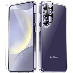 جراب SPIDERCASE مصمم لهاتف Samsung Galaxy S24، [حماية من السقوط بدرجة عسكرية 10 أقدام]، عبوتان [واقي شاشة من الزجاج المقسى + واقي عدسة الكاميرا] جراب شديد التحمل مقاوم للصدمات، شفاف in Kuwait