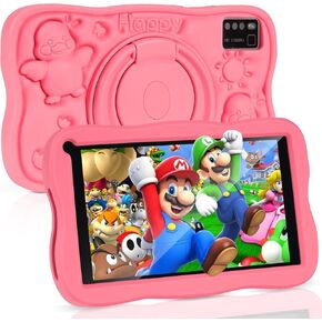 Kids Tablet 7 inch Android Tablet for Kids, 8GB RAM 64GB ROM 128GB Expand, Bluetooth, WiFi,with Shockproof Case-Pink in Saudi Arabia