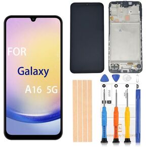 محول رقمي سوبر أموليد 6.7 بوصة من OEM لهاتف Samsung Galaxy A16 5G شاشة بديلة A166u s166vl A166B تعمل باللمس، مجموعة محول رقمي عالية الدقة بالكامل مع ملحقات كاملة (SM-A16 5G مع إطار) in Kuwait