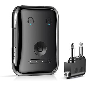 جهاز إرسال MrSpark Ultimate Bluetooth 5.4، محول لاسلكي للطائرة، يدعم 2 AirPods/سماعات الرأس، جهاز إرسال بلوتوث للتلفزيون، الطائرة، صالة الألعاب الرياضية، مع تكيف aptX وزمن وصول منخفض - أسود in Kuwait