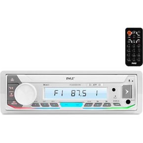 Pyle Marine Radio Single DIN Receiver – Bluetooth Wireless Streaming, AM/FM Tuner, USB/AUX MP3 Playback, Hands-Free Calling, Remote Control, RGB Buttons, Splash-Resistant Stereo Upgrade in Saudi Arabia