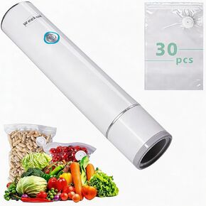 Handheld Vacuum Sealer for Food Storage – Portable & Rechargeable, Easy One-Hand Automatic Operation, 1 Vacuum Sealer + 30 Food Reusable Bags (50 Bags Optional) in Saudi Arabia