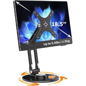 Portable Monitor Stand VESA Mount, Tilt & Rotation Joints Use Metal Hinges, Foldable Aluminum Desk Mount for 13-18.5 Inch & up to 5.5 lbs Small Monitors, Suitable for Home Office Travel (Black) in Saudi Arabia