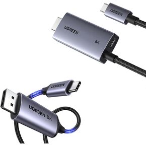 UGREEN USB C to DisplayPort 1.4 Cable 8K@60Hz 4K@240Hz Unidirectional Thunderbolt to DisplayPort Cord Bundle with USB C to HDMI Cable with 140W PD Fast Charging Adapter 8K@60Hz in Kuwait