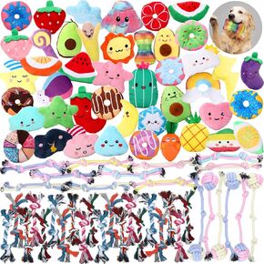 Hungdao 80 Pcs Dog Squeaky Toys Bulk for Small Puppy Dog Stuffed Plush Chew Toys Small Medium Dogs PET Toys with Squeakers for Puppies Teething (Novel Style) in Kuwait