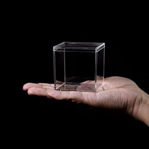 Small Acrylic Box Clear, 2Pcs Plastic Square Cube Containers with Lid Storage Box 2.2x2.2x2.2Inch/55X55X55mm for Candy Pill and Tiny Jewelry in Saudi Arabia