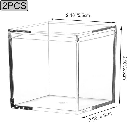 Small Acrylic Box Clear, 2Pcs Plastic Square Cube Containers with Lid Storage Box 2.2x2.2x2.2Inch/55X55X55mm for Candy Pill and Tiny Jewelry in Saudi Arabia