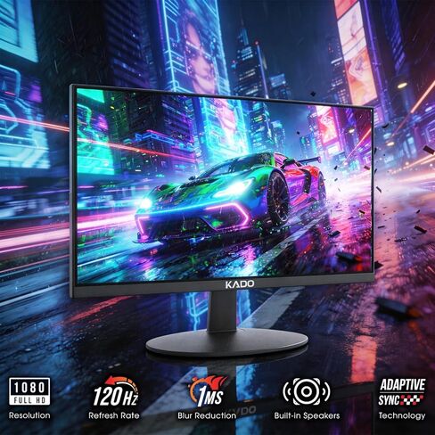 Kado Dual Monitor Setup - 2-Pack 22" 1920x1080 Computer Monitor 120Hz 105% sRGB Edgeless VESA Mount HDMI DisplayPort Office Gaming Built-in Speakers (E22 Gaming Dual Series) in Saudi Arabia