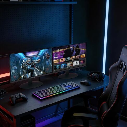 Kado Dual Monitor Setup - 2-Pack 22" 1920x1080 Computer Monitor 120Hz 105% sRGB Edgeless VESA Mount HDMI DisplayPort Office Gaming Built-in Speakers (E22 Gaming Dual Series) in Saudi Arabia