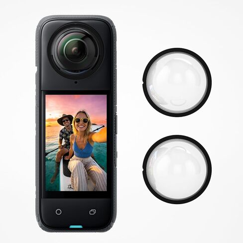 قطعتان من غطاء العدسة الواقي متوافق مع X4، غطاء واقي عدسة بديل أمامي وخلفي متوافق مع Insta360-X4، واقي العدسة/أغطية واقية زجاجية لـ Insta360-X4 in Kuwait