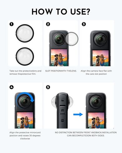 قطعتان من غطاء العدسة الواقي متوافق مع X4، غطاء واقي عدسة بديل أمامي وخلفي متوافق مع Insta360-X4، واقي العدسة/أغطية واقية زجاجية لـ Insta360-X4 in Kuwait