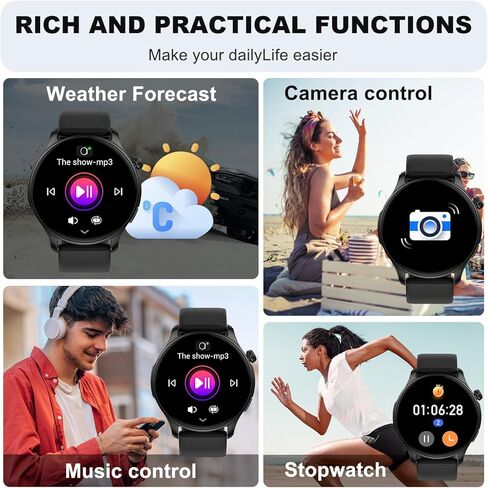 Smart Watch for Men Women Fitness: Waterproof Make Answer Call Digital Mens Watches Running Pedometer Step Tracker Smartwatch Android Phone iPhone Samsung Compatible Sleep SpO2 Heart Rate Monitor in Saudi Arabia