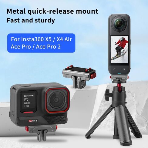 X5 Quick Release Magnetic Base for Insta 360 Ace Pro 2/Ace Pro/Ace Camera, Aluminum Alloy Expansion Adapter mount for Insta360 X5/X4 Air, with 1/4" Screw Hole for Tripod, Selfie Stick Accessories in Saudi Arabia