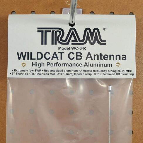 Tram WC-6-R WC-6 هوائي Wildcat Trucker CB بقدرة 2000 واط مع 6 بوصات. عمود من الألومنيوم المؤكسد مع SWR منخفض للغاية وإرسال واستقبال لمسافات طويلة (أحمر) in Kuwait