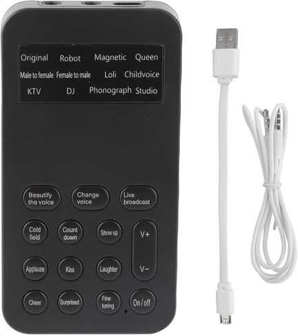 PhoneComputer Sound Changer 12 Voice BeautificationEntertainment Functions Mini Sound Card Lithium Battery 300mAh Black 1xSound Changer for Live BroadcastTricky in Kuwait