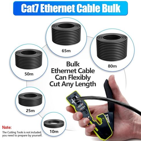كابل إيثرنت خارجي Cat 7 بطول 200 قدم (10 RJ45)، كابل إيثرنت ثلاثي الحماية Cat7 SFTP، عالي السرعة 10 جيجابت في الثانية 600 ميجا هرتز، 24AWG، مقاوم للماء، دفن مباشر، كابلات مقاومة للأشعة فوق البنفسجية لجهاز توجيه المودم in Kuwait