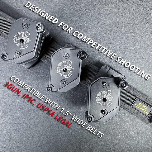 Black Scorpion Outdoor Gear Competition Magazine Pouches for Double Stack Magazines 9 mm, 40-1 1/2 in Belt IPSC, USPSA Approved 4 pcs in Saudi Arabia