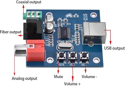 Decoded Module USB Input Coaxial Fiber HiFi Sound Card Electronic Component PCM2704 for Computer Accessories Portable USB Decoded in Saudi Arabia