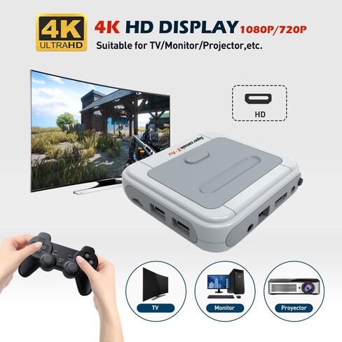 Kinhank Retro Video Game Console,Super Console X PRO Emulator Console with 65000+ Games,70+Emulators,Dual System,4K TV,5 Players,LAN/WiFi,Durable Controllers,Best Gifts in Saudi Arabia
