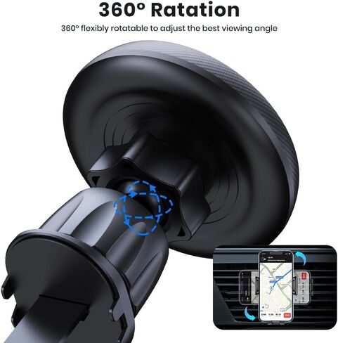 Magnetic Car Phone Holder Mount [20 Strong N52 Magnets], Air Vent Cell Phone Stand with Upgraded Metal Hook, 360° Rotation, Universal Fit for All Smartphones in Saudi Arabia