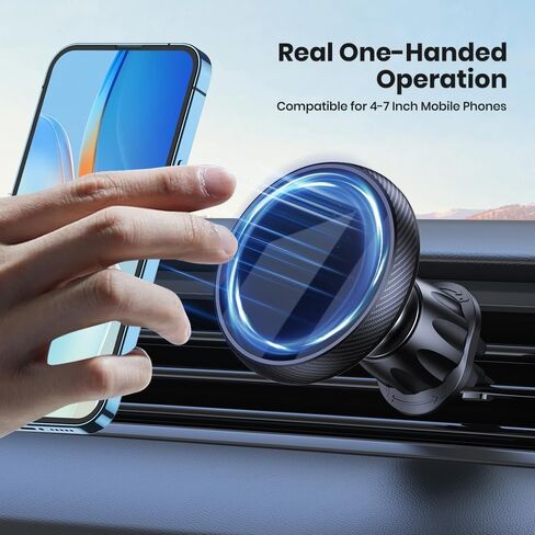 Magnetic Car Phone Holder Mount [20 Strong N52 Magnets], Air Vent Cell Phone Stand with Upgraded Metal Hook, 360° Rotation, Universal Fit for All Smartphones in Saudi Arabia