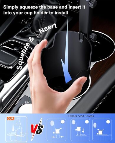 حامل هاتف Vitog 2 في 1 لسيارتك، حامل هاتف حامل أكواب عالمي مع دوران 360 درجة وحامل ذراع طويل، حامل هاتف السيارة متوافق مع iPhone وSamsung وجميع الهواتف والأجهزة اللوحية مقاس 4.0-14.0 بوصة in Kuwait